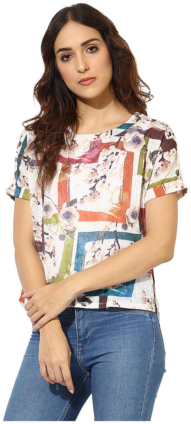 

Soie Women s Printed Round NeckTop
