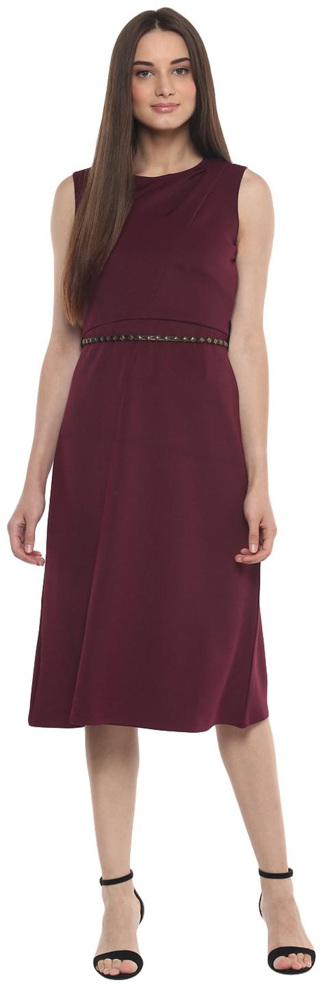 

Soie Brown Solid A-line dress