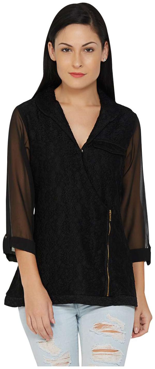 

Soie Women Printed A-line top - Black