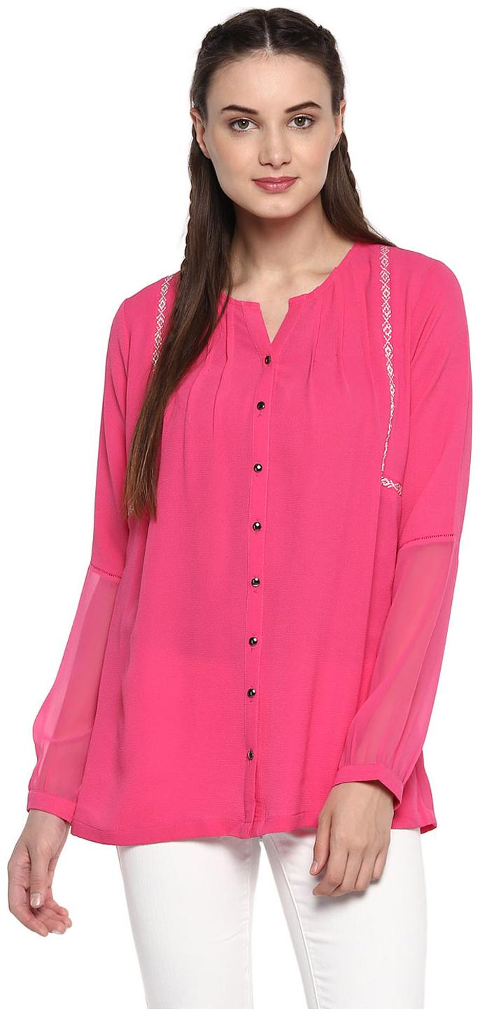 

Soie Women Solid Regular top - Pink