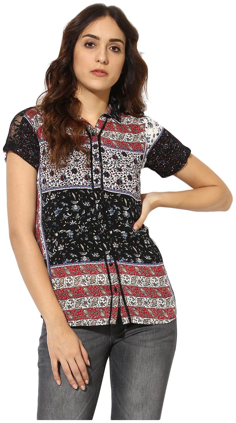 

Soie Women Printed Regular top - Black