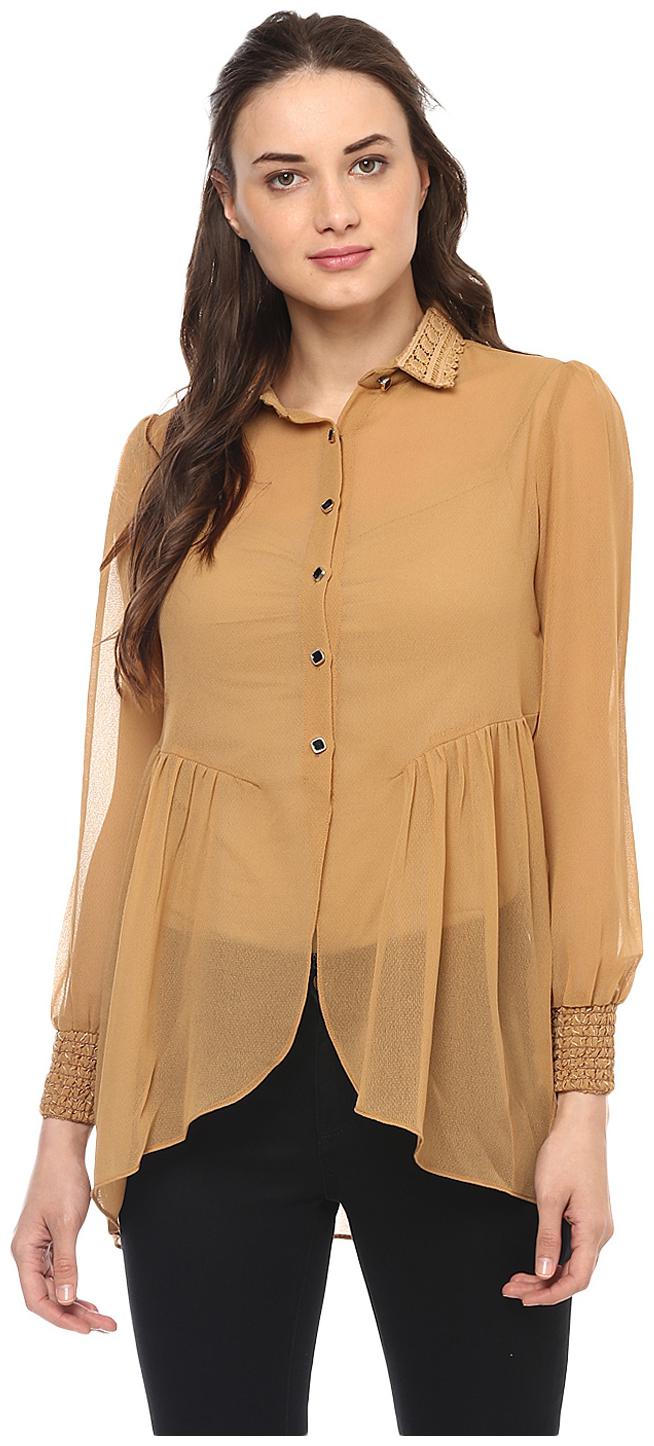 

Soie Women Solid Regular top - Brown