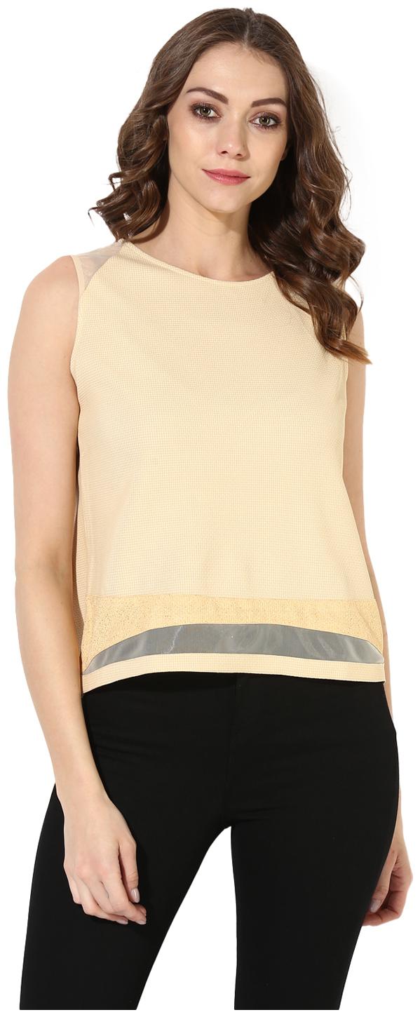 

Soie Women s Cream Shine And Sheer Crop Top