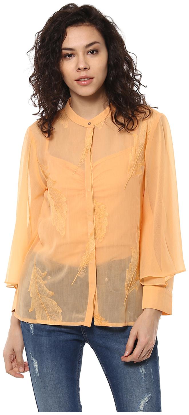 

Soie Women s Butterfly Sleeve Embroidered Shirt