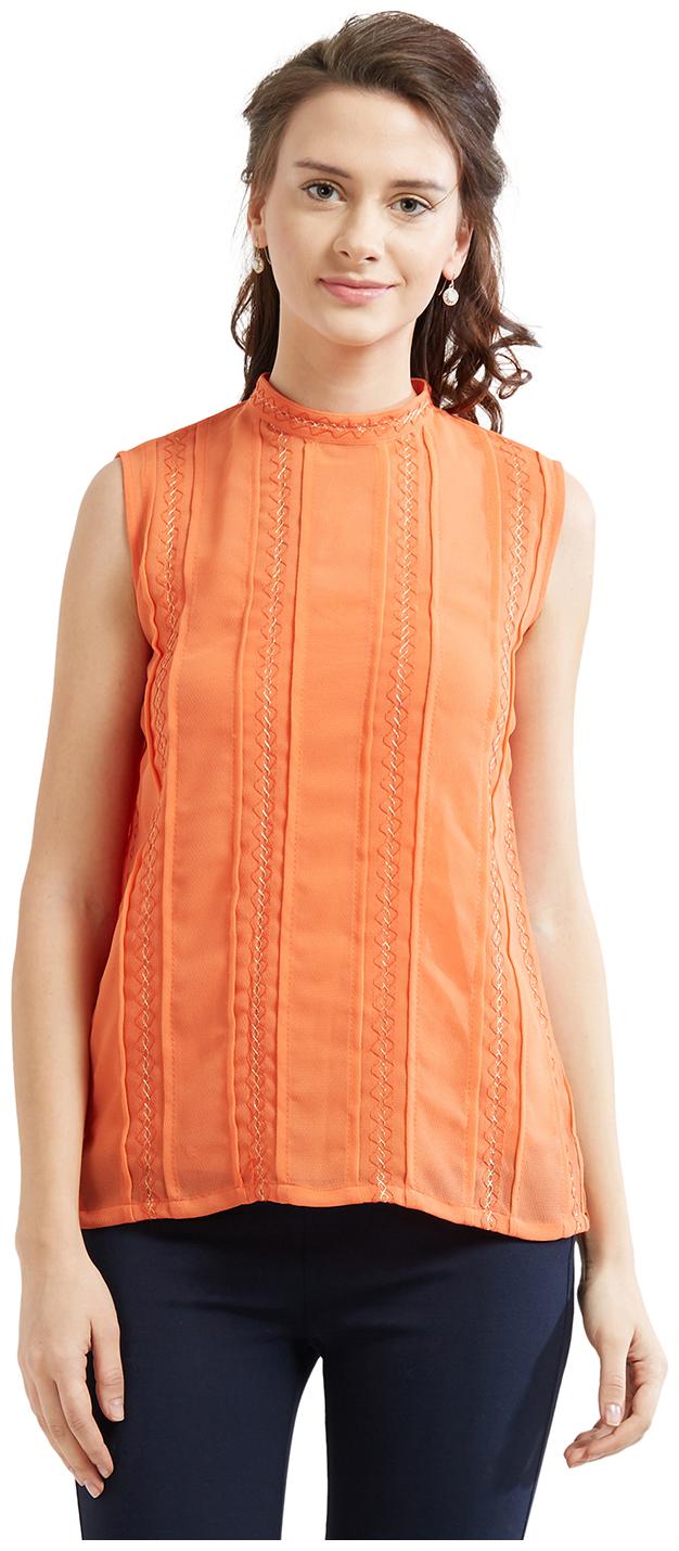 

Soie Women Solid Regular top - Orange