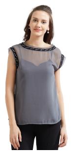 

Soie Women Solid A-line top - Grey