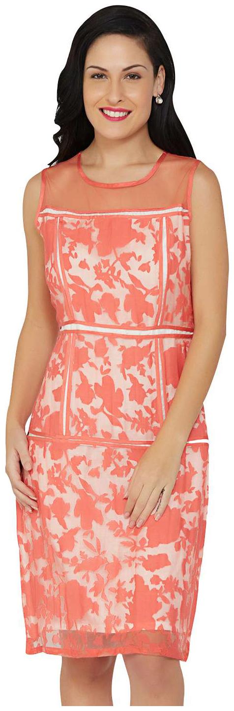 

Soie Pink Printed A-line dress