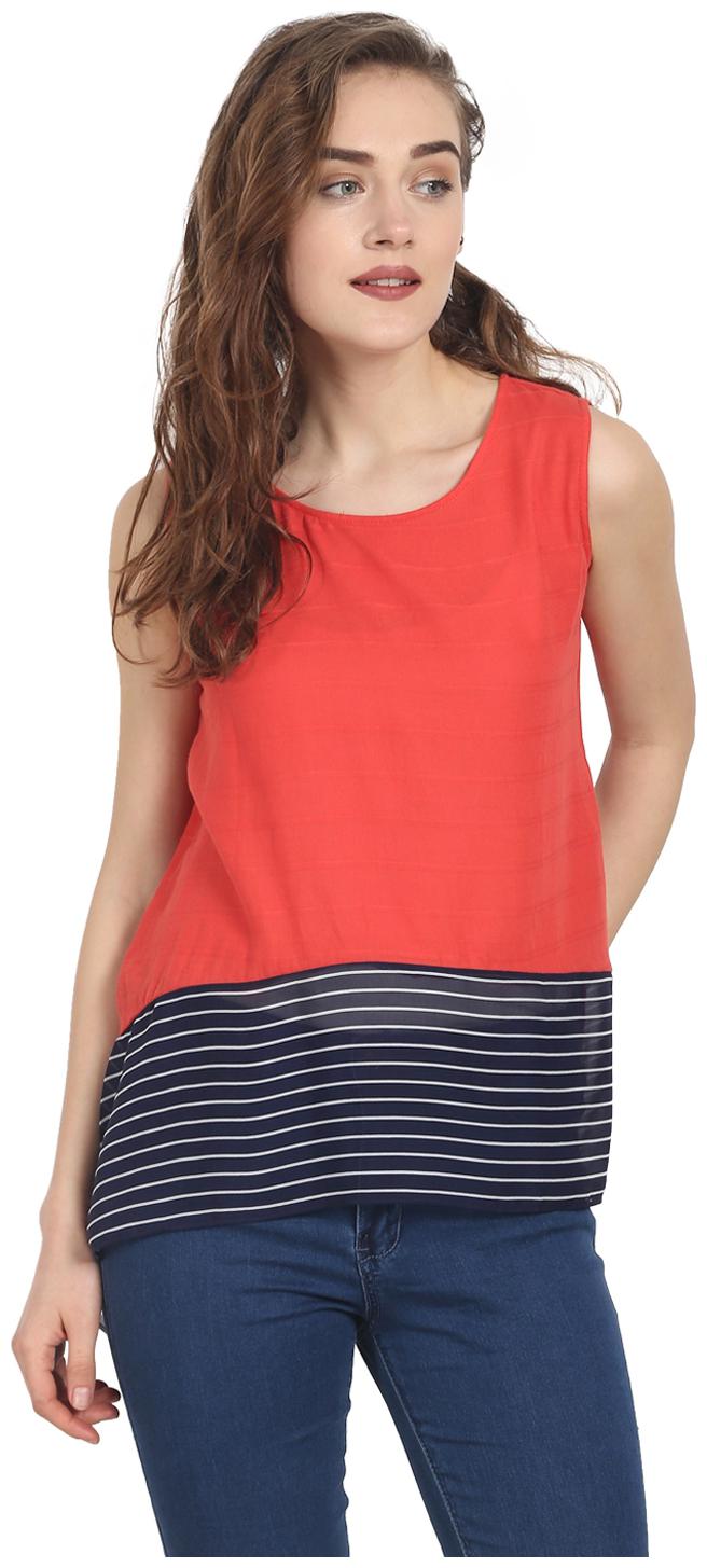 

Soie Women s Polyester Viscose Dark Orange Top