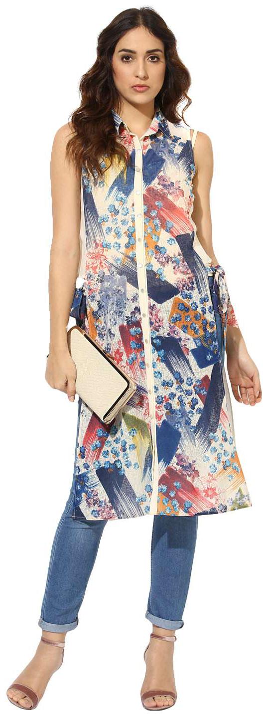 

Soie Women s Printed Shirt CollarTop