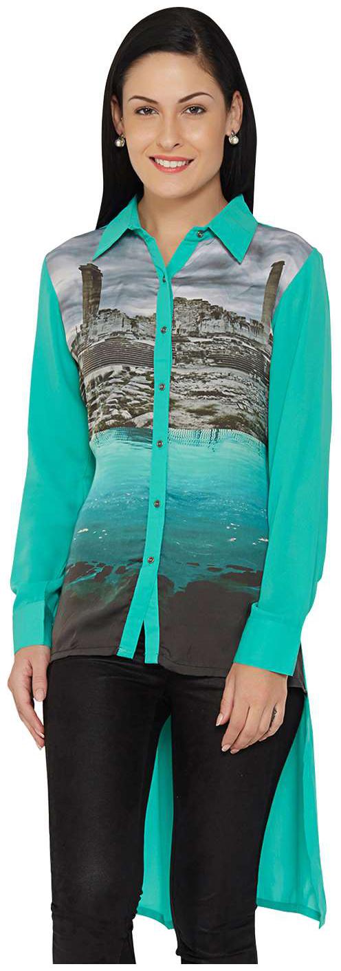 

Soie Women Printed A-line top - Green