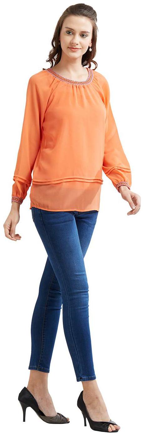 

Soie Women Solid Regular top - Orange
