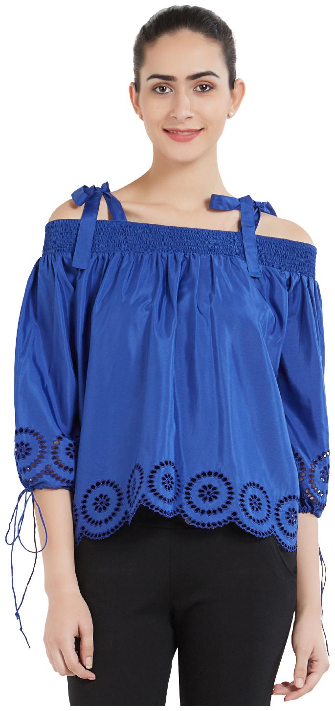 

Soie Women Solid A-line top - Blue