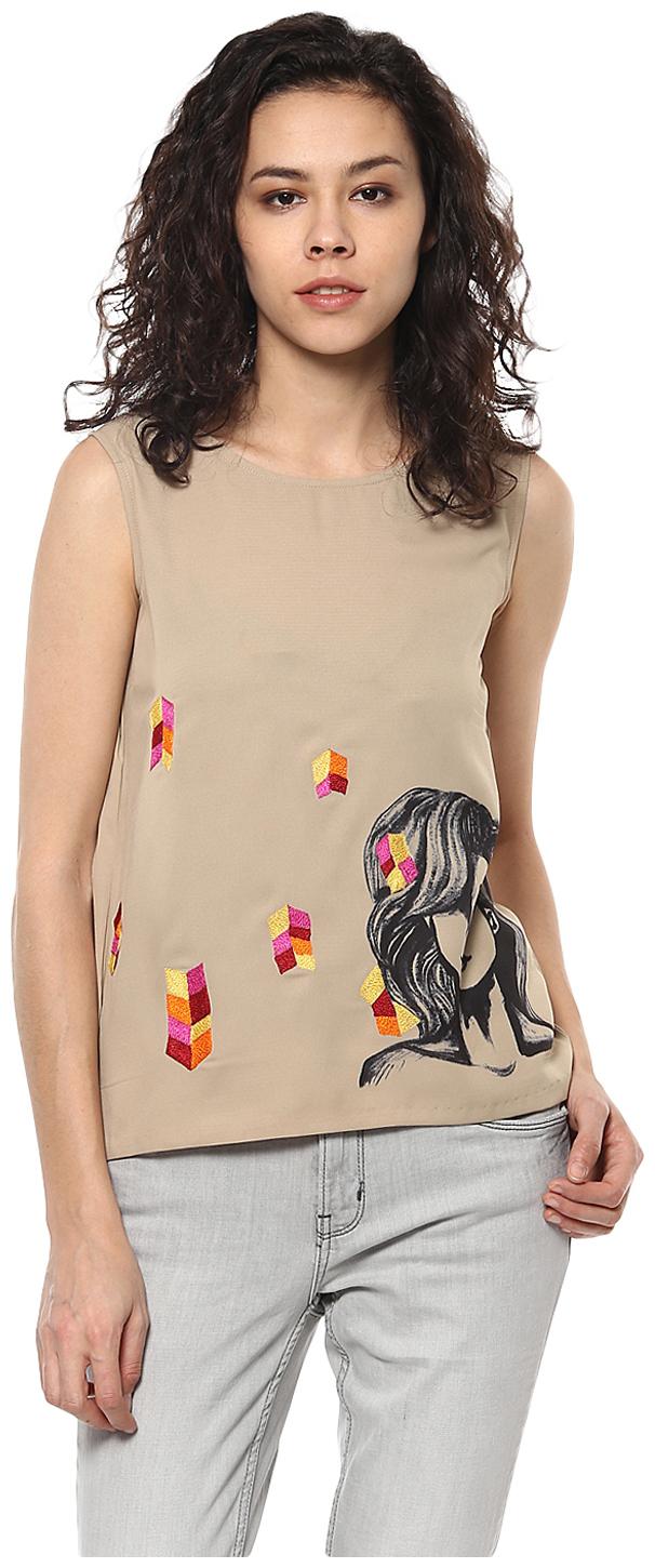 

Soie Women s Embroidered And Printed Top