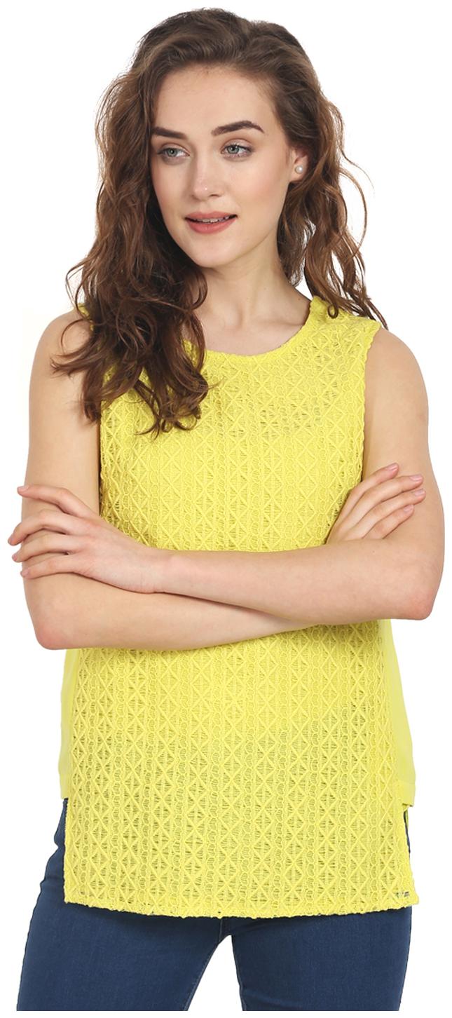 

Soie Women Solid Regular top - Yellow