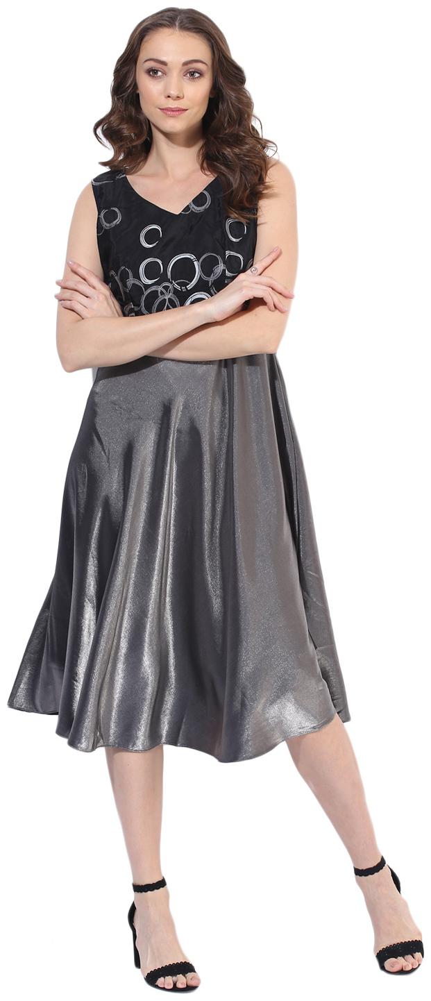 

Soie Women s Glittery Flare Dress (with separate sleeves provided)
