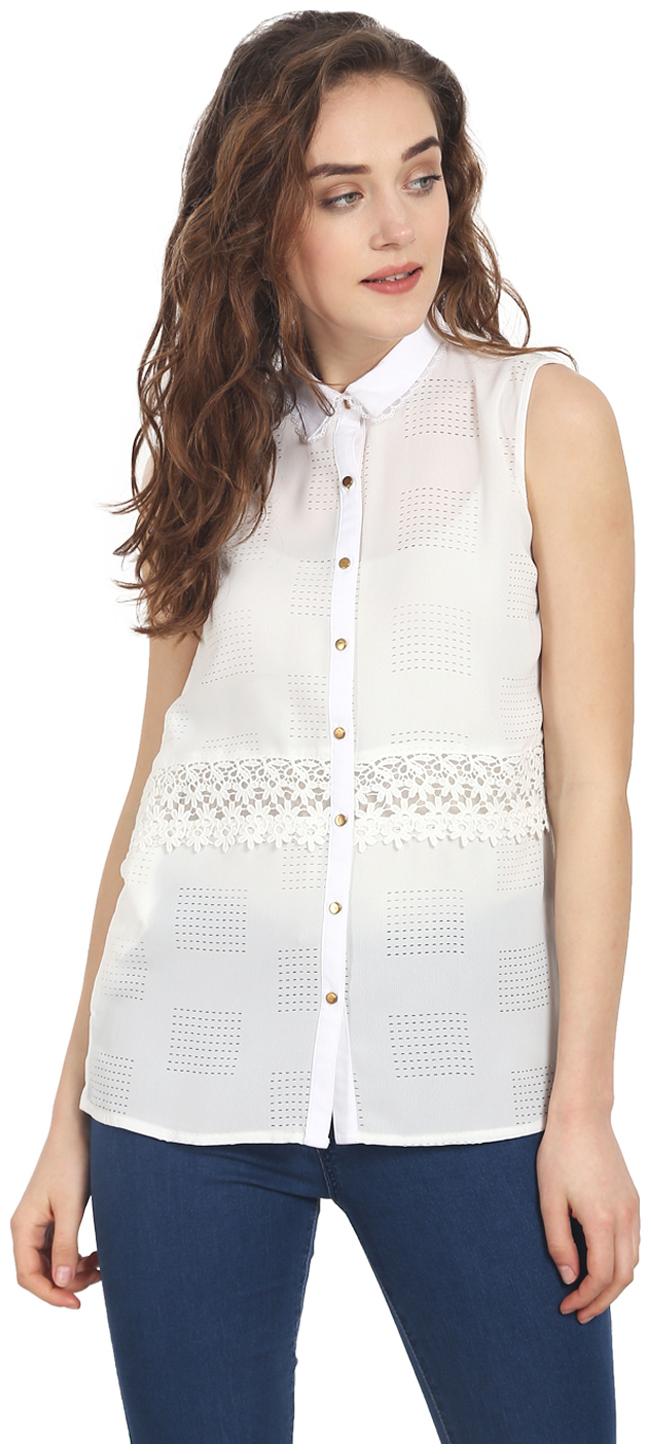 

Soie Women Solid Regular top - White