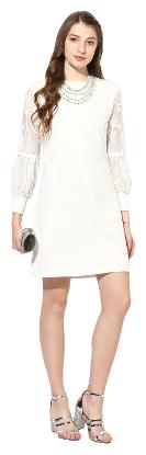 

Soie White Striped A-line dress