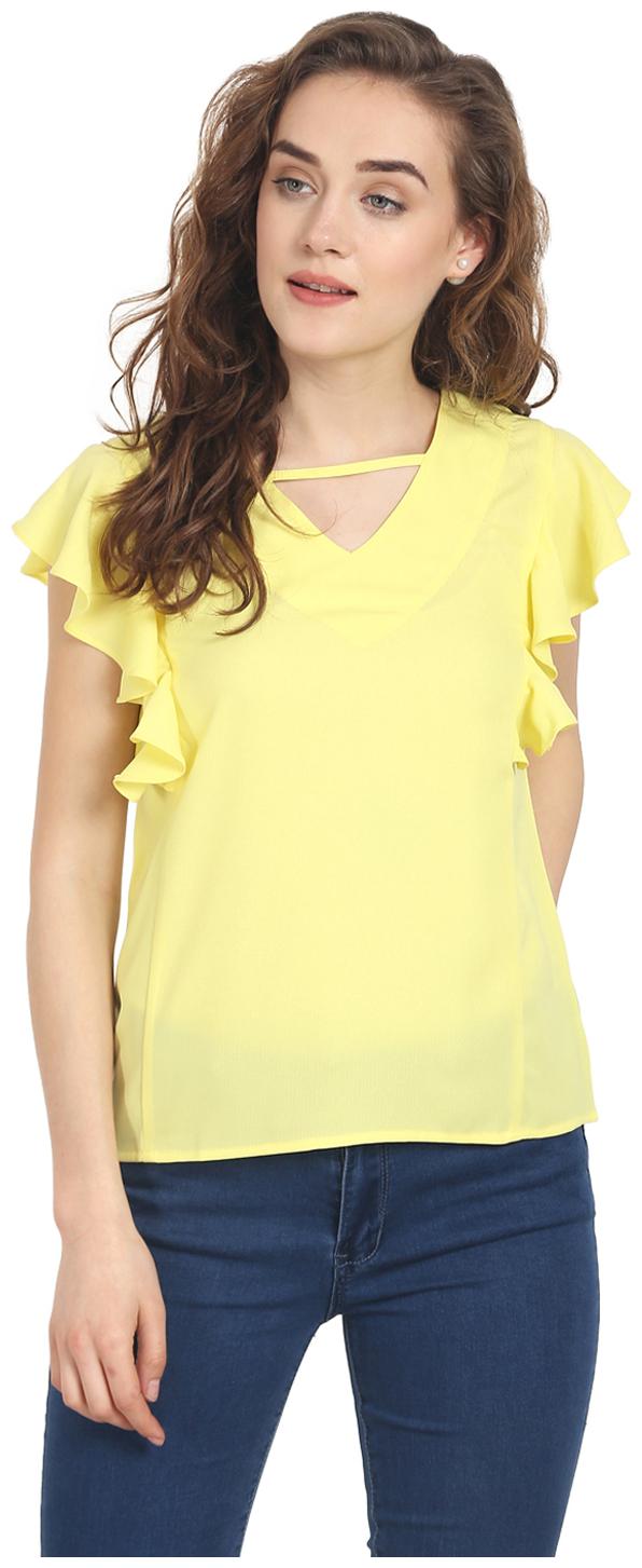 

Soie Women Solid Regular top - Yellow
