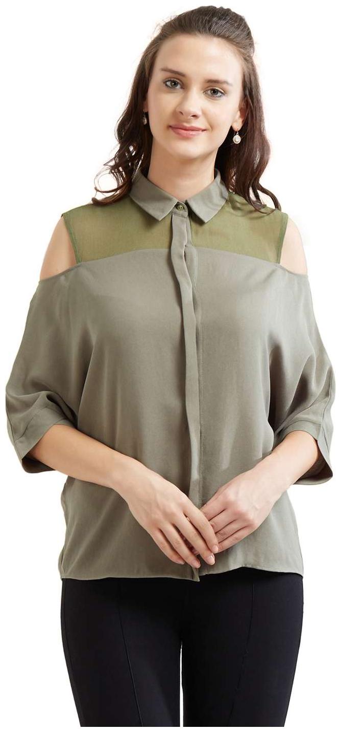 

Soie Women s Solid Shirt CollarTop