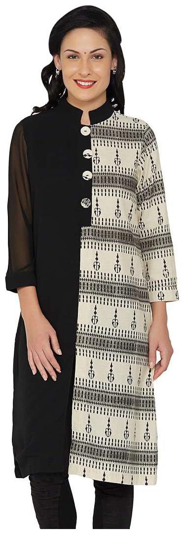 

Soie Women Printed A-line top - Black