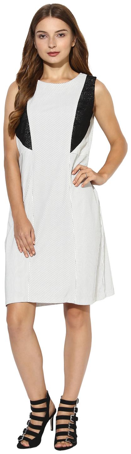 

Soie Women s Stripes Dress With Lace