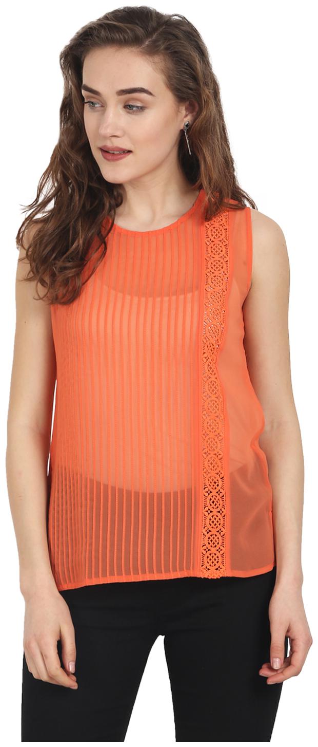 

Soie Women s Peach Polyester Top