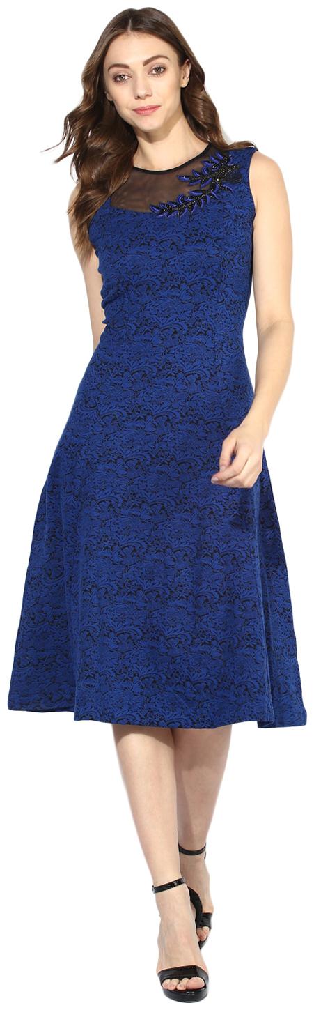 

Soie Blue Solid Bodycon dress