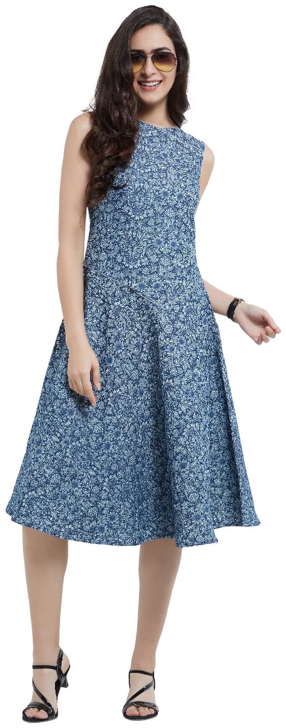 

Soie Blue Solid A-line dress