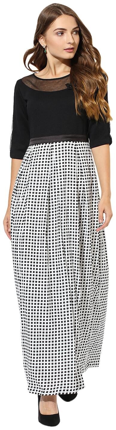 

Soie Women s Checks And Soild Long Dress