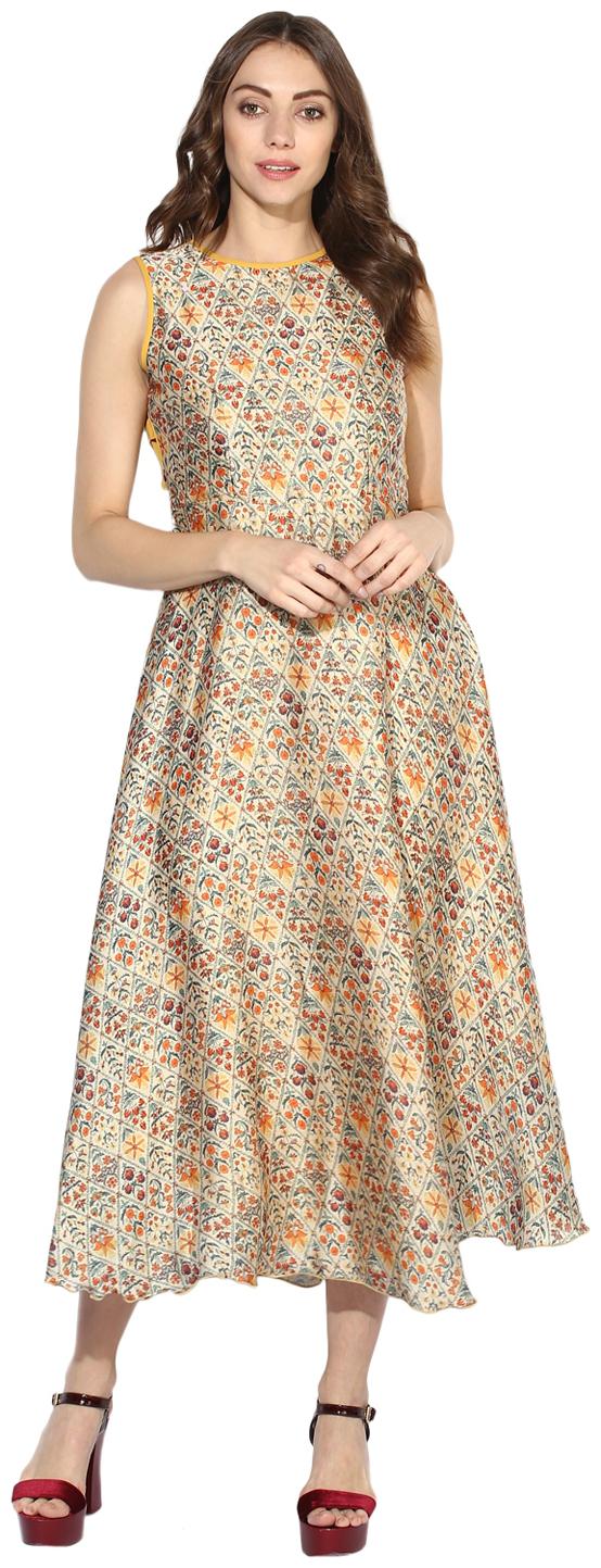 

Soie Women s Printed Long Dress With Fancy Back