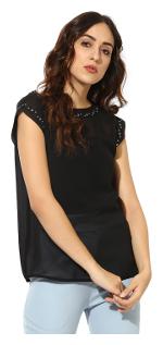 

Soie Women Printed A-line top - Black