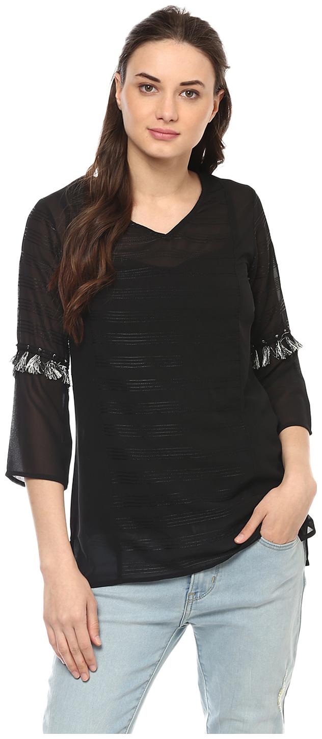 

Soie Women Solid Regular top - Black