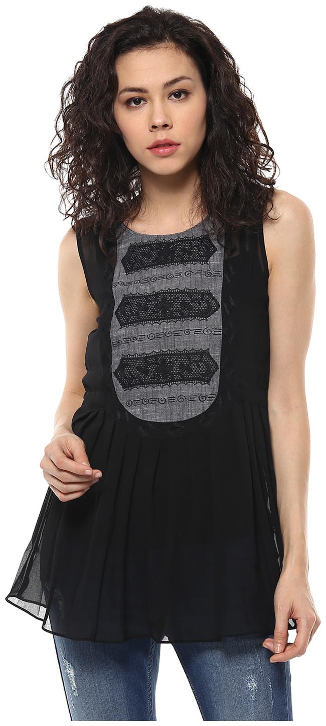

Soie Women s Black Polyester Top