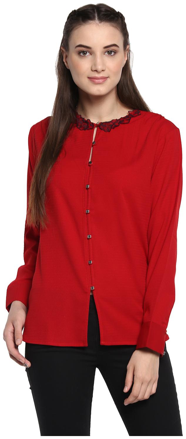 

Soie Women Solid Regular top - Maroon