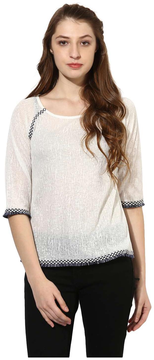 

Soie Women Solid Regular top - White