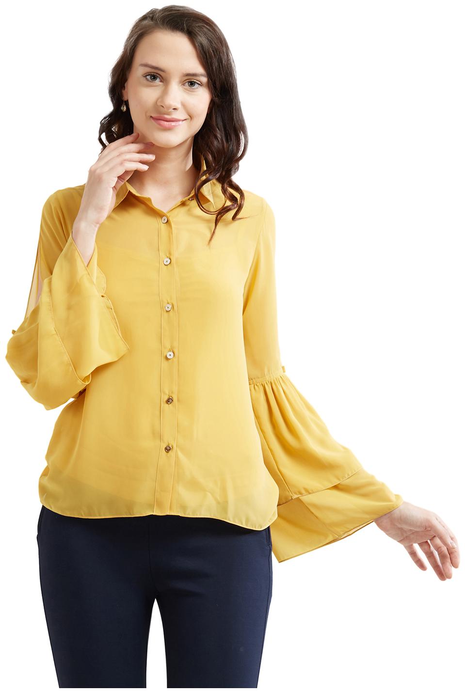 

Soie Women Solid Regular top - Yellow