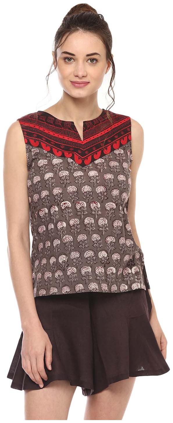 

Soie Women Printed Regular top - Brown
