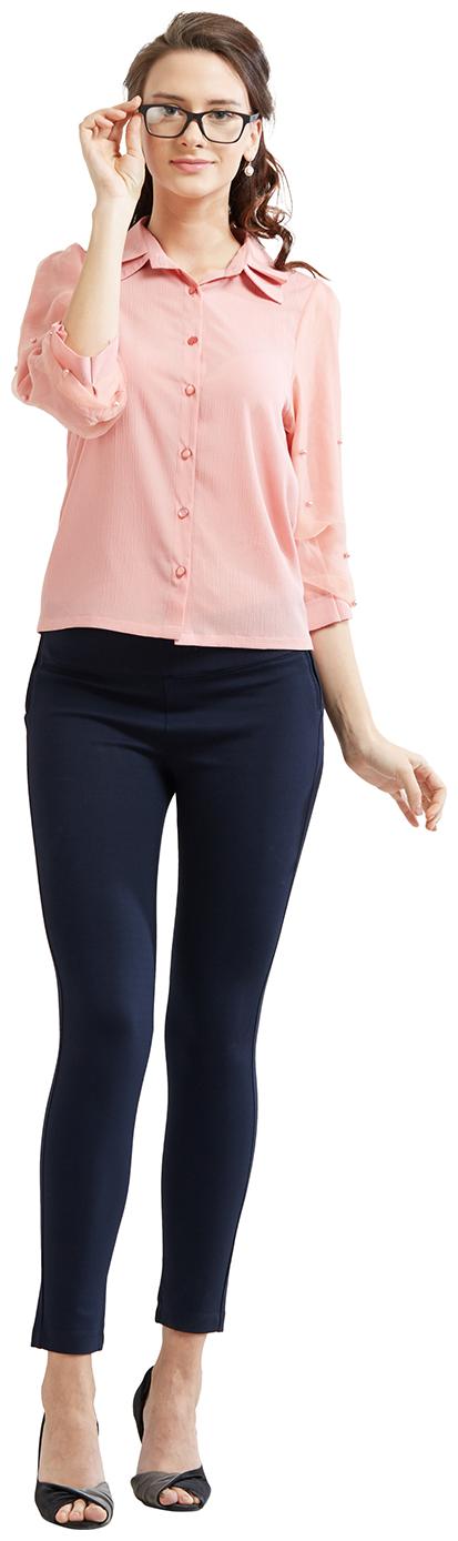 

Soie Women s Solid Shirt CollarTop
