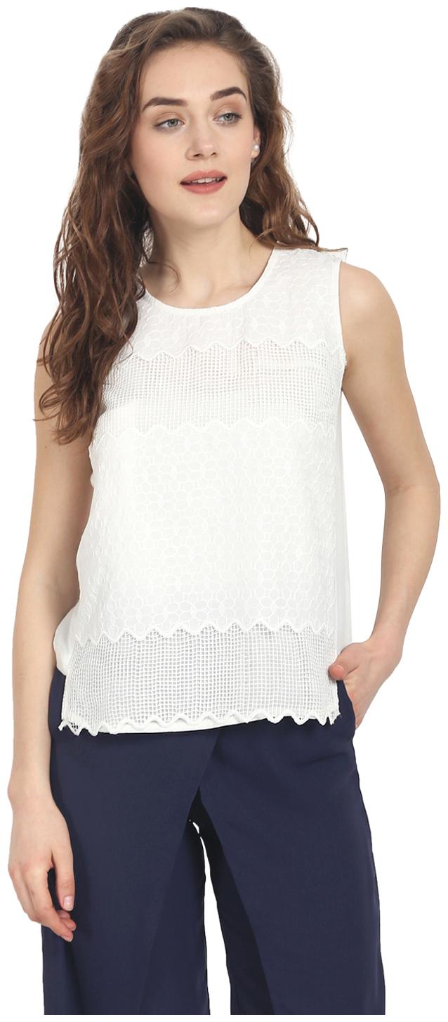 

Soie Women Solid Regular top - White