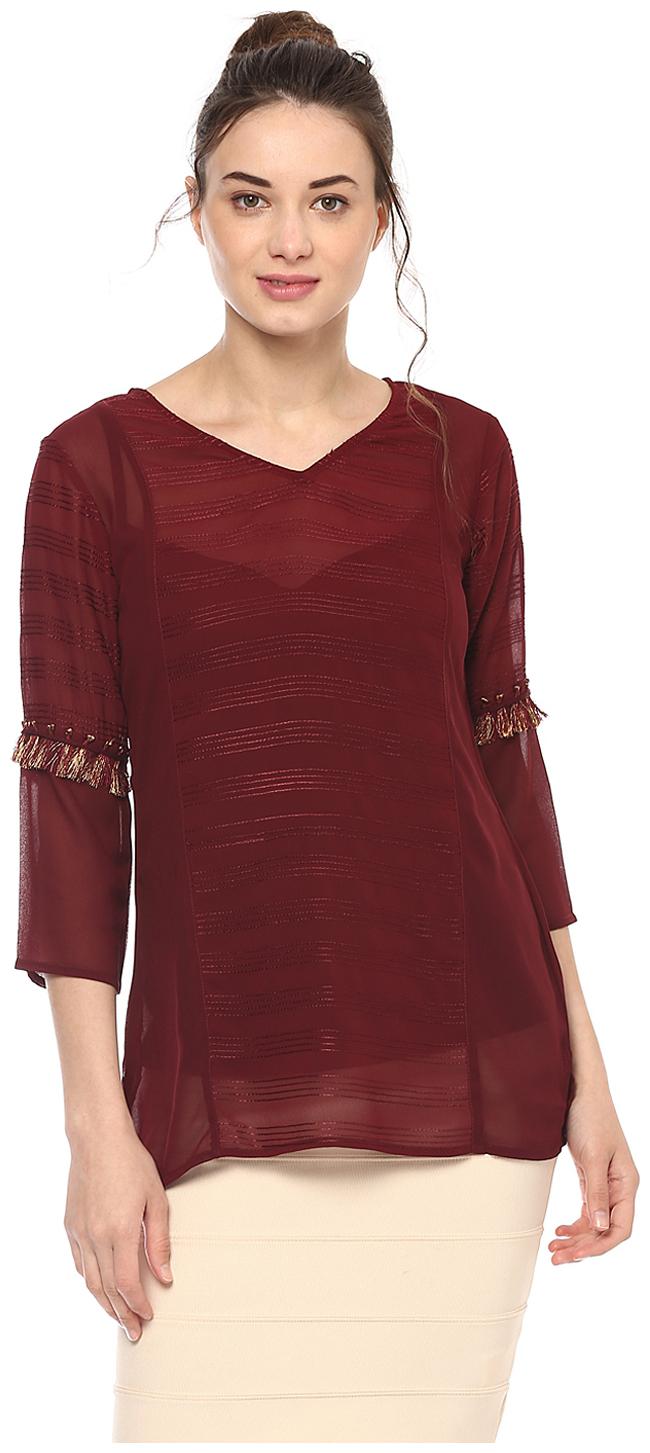 

Soie Women s Maroon Polyester Top