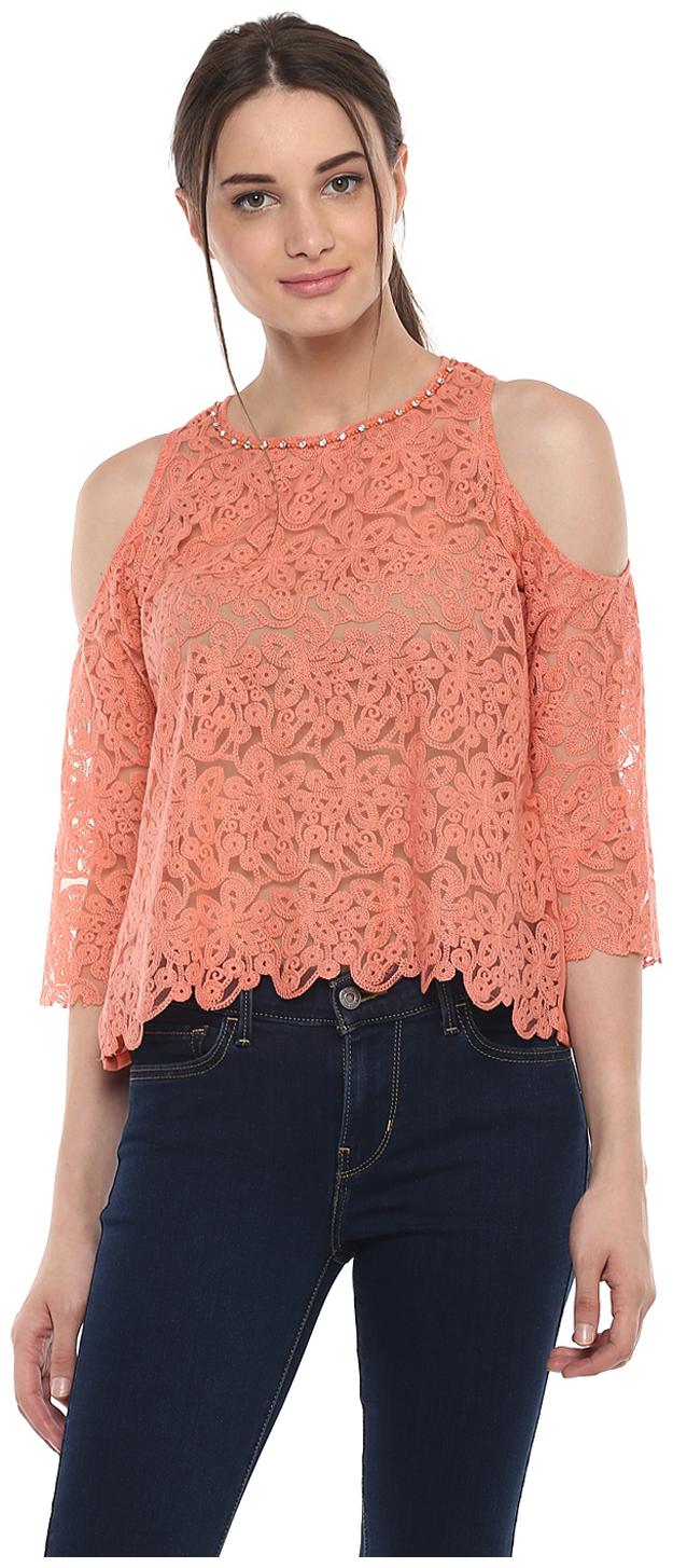 

Soie Women Solid Regular top - Pink