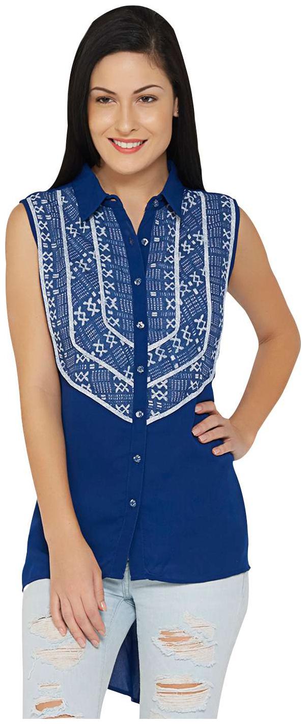 

Soie Women Printed A-line top - Blue