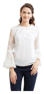 

Soie Women Solid A-line top - White