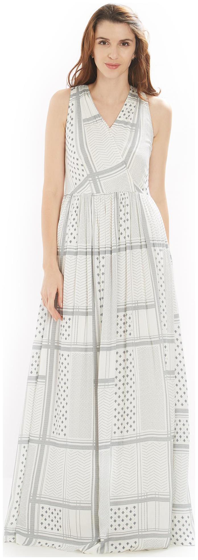 

Soie White Printed Empire dress