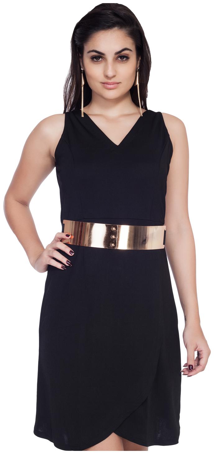 

Soie Black Solid A-line dress