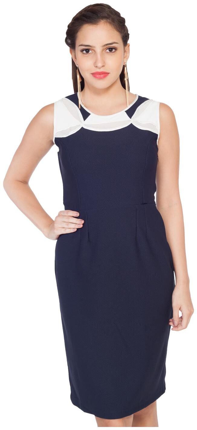 

Soie Blue Solid A-line dress