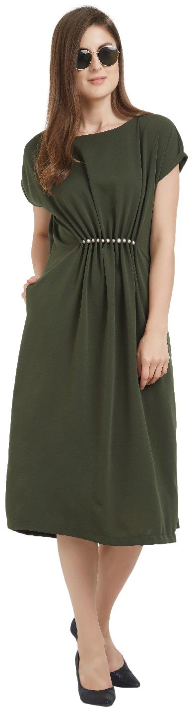 

Soie Green Solid Sheath dress