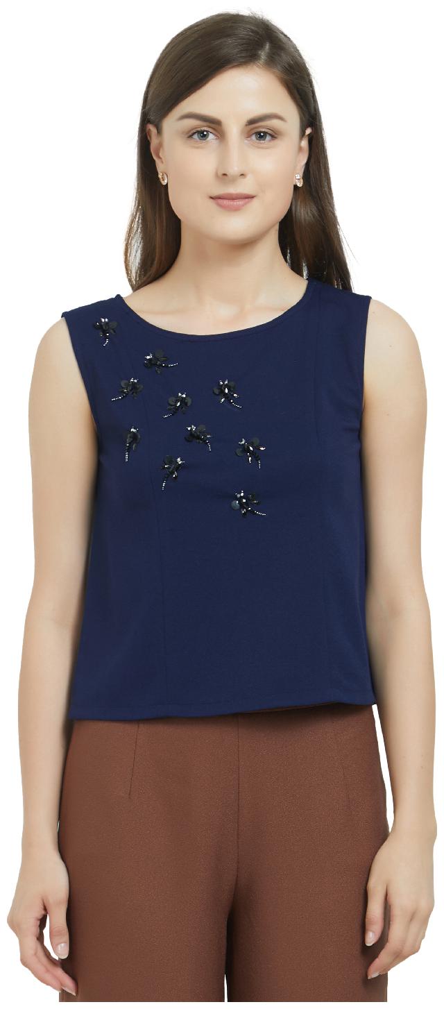 

Soie Women Solid Regular top - Blue