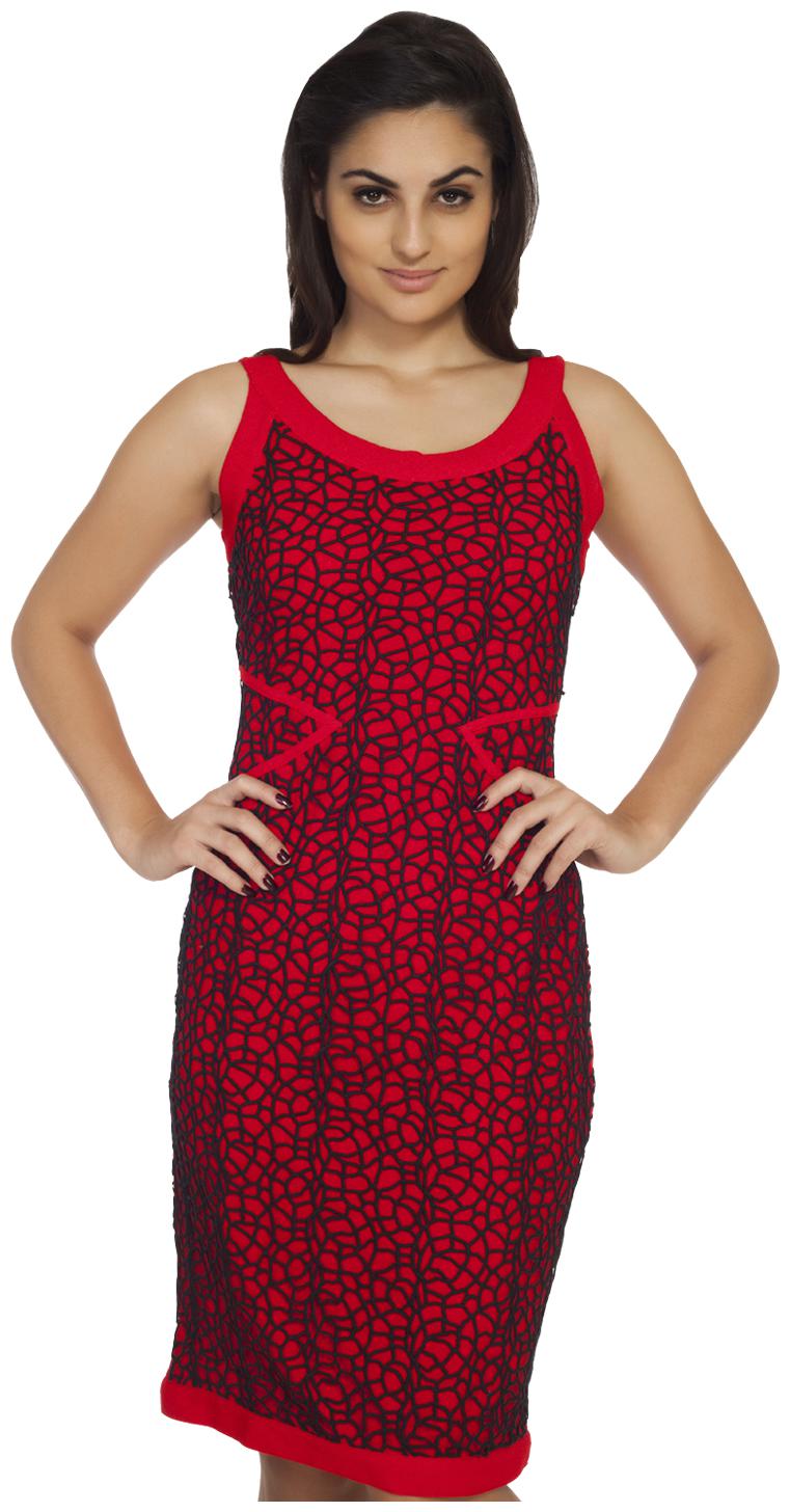 

Soie Red Solid A-line dress
