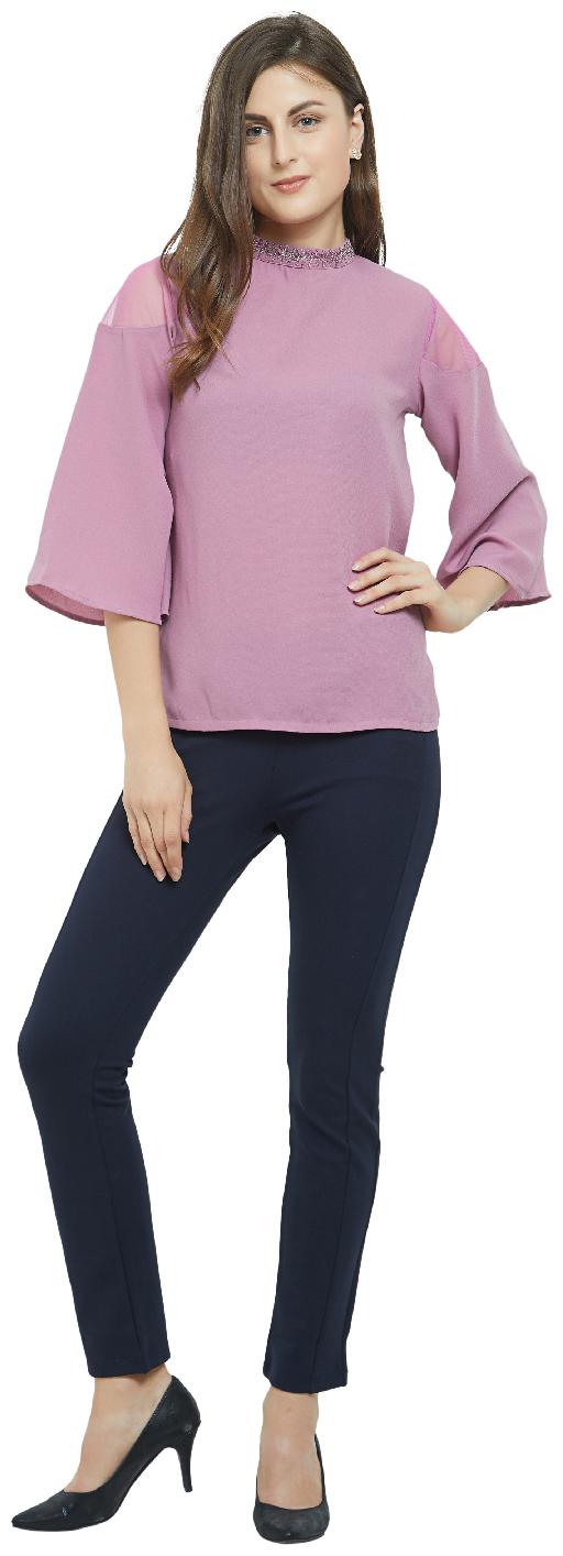 

Soie Women Solid Regular top - Pink